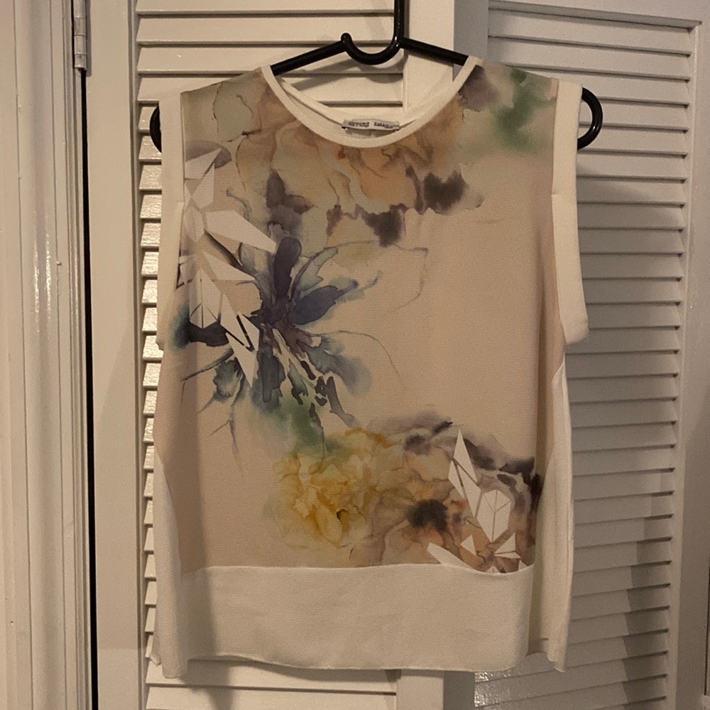 ZARA watercolor print top / blouse, sz S